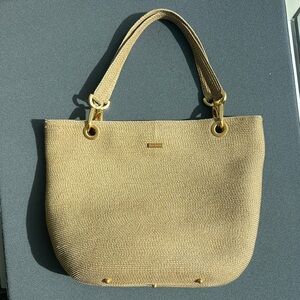 Eric Javits Beige Tote with Gold Details
